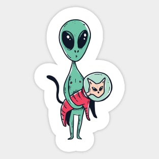 Space Alien Cute Cat Sticker